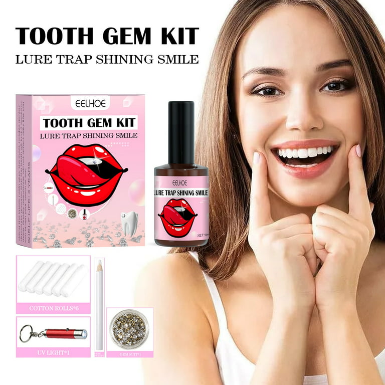 Lingouzi Tooth Gem Kit- DIY Tooth Crystal Set with 20 Pieces Crystals UV  Light Gems Picker 0 ml Glue- Shining Smile Striking Trap- Great Tooth  Jewelry Gems Kit for DIY Use 