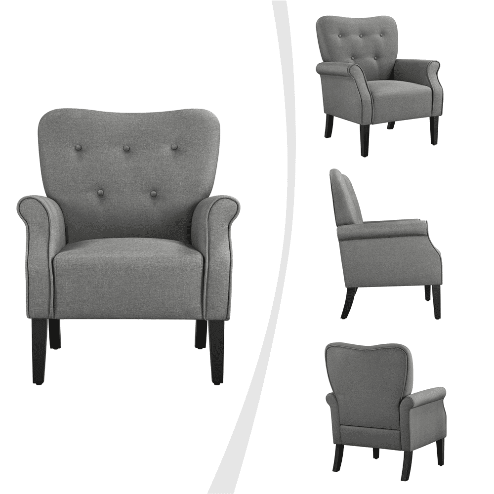 Renwick 2pcs Modern Accent Arm Chair, Dark Gray