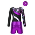 thumbnail image 6 of Alvivi Girls Metallic Long Sleeve Gymnastics Leotards Dancing Tumbling Bodysuit with Shorts Hairband Dark Pegasus 14, 6 of 7
