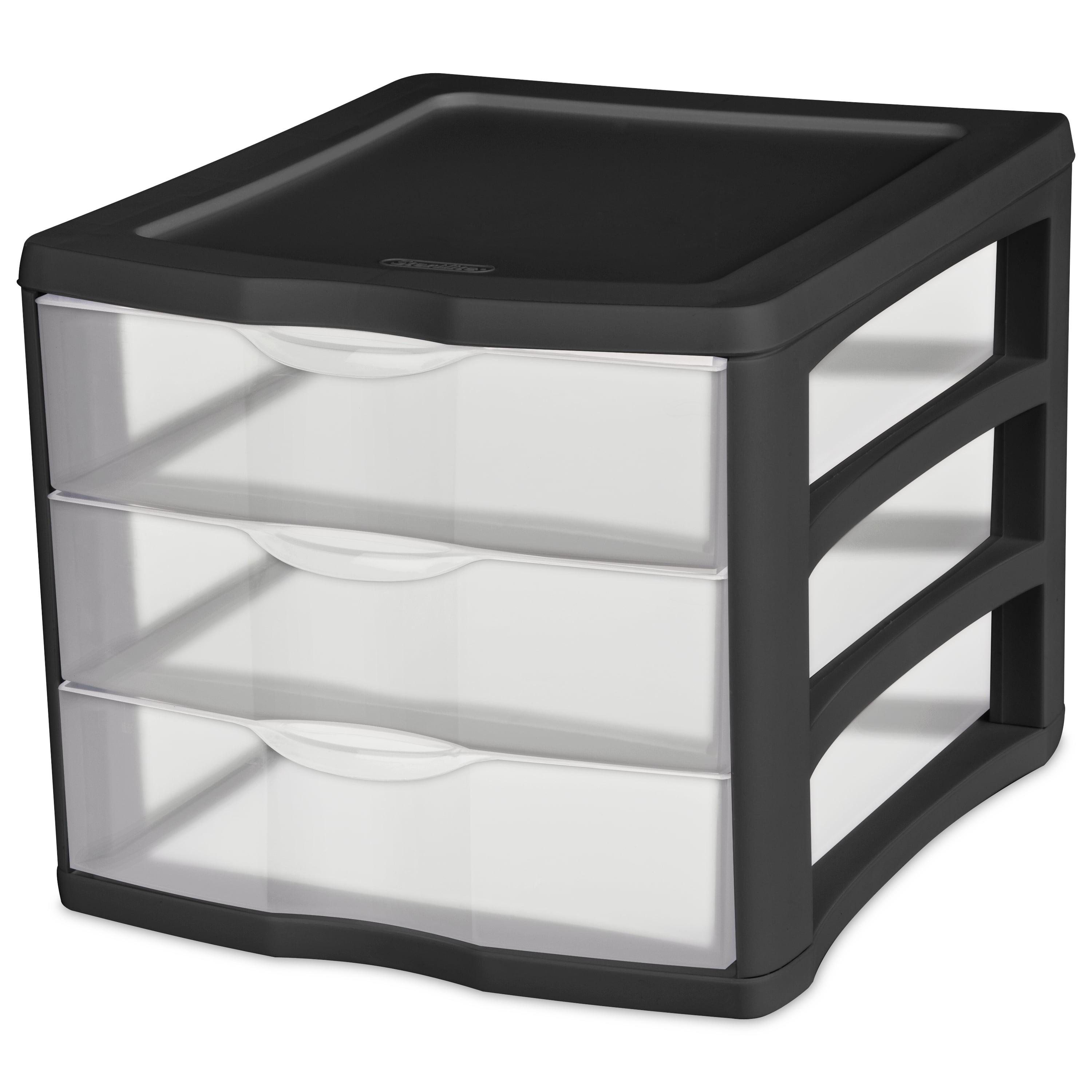 Black Frame with Clear Drawers and Cover Sterilite 20639004 3 Drawer Desktop Unit 4-Pack Sterilite-Massillon OH