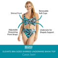 thumbnail image 3 of Coco Reef Elevate Bra Sized Shirred Front Underwire Bikini Top  Cassiss Swirl, 38DD, 3 of 5