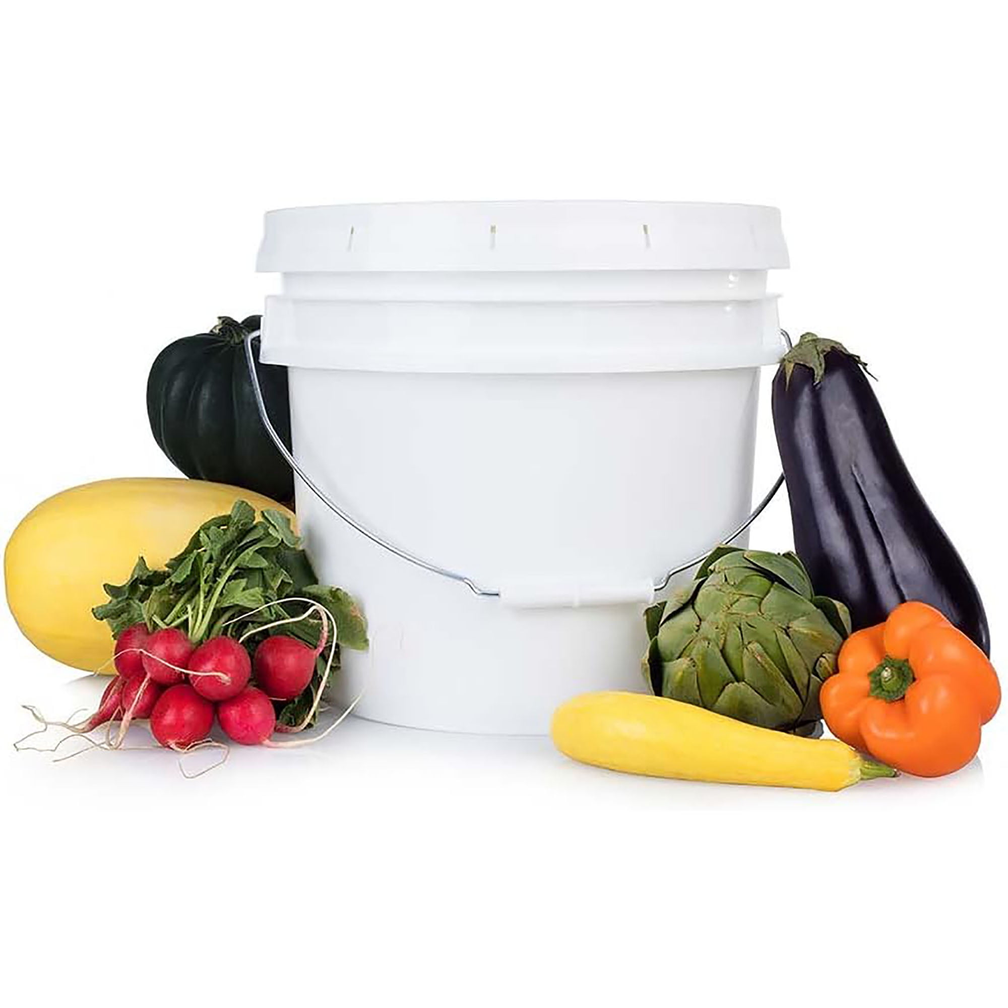 Ropak USA 3.5 gallon Food Grade White Plastic Bucket with Handle & Lid -  Set of 6