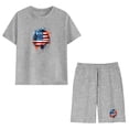 thumbnail image 6 of Kids 4th of July Patriotic Outfit Unisex Gray 2 Piece T-Shirt and Shorts Set Summer Clothes,Size 4 T, 6 of 9