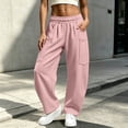 thumbnail image 4 of Women's cargo sweatpants elastic waist Womens Winter Casual Fashion Solid Color Multi Pocket Drawstring Elastic Waist Sweatpants Comfy Sweatpants for Women Gifts for Her, 4 of 7
