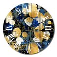 thumbnail image 2 of Designart "Captivating Abstract Pattern with Blue & Golden Textures XXI" Modern Geometric Oversized Wall Clock, 2 of 5