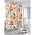 thumbnail image 3 of Fsddascl Orange Pumpkins Fall Shower Curtain Set - Small 36" x 72" Washable Bathtub Curtain with 12 Hooks, Thanksgiving Green Leaves Autumn Waterproof Fabric Stall Shower Curtains for Bathroom, 3 of 6