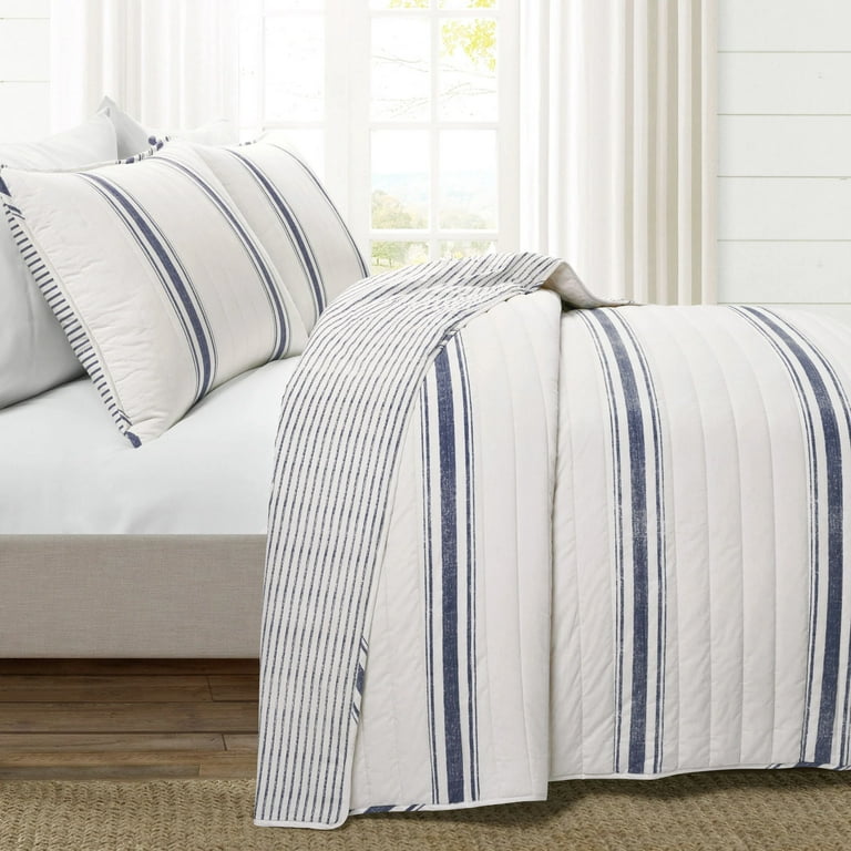 Farmhouse Stripe Cotton Reversible Comforter Set