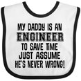 thumbnail image 3 of Inktastic My Daddy is an Engineer Funny Never Wrong Boys or Girls Baby Bib, 3 of 4