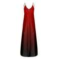 thumbnail image 4 of B91xZ Printemps Robes pour les Femmes Casual Manches V Cou Point Plissé une Ligne Fluide Robes, Vin, 4 of 5