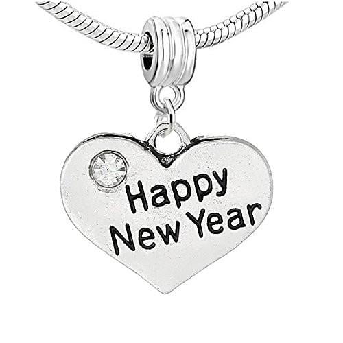 Happy New Year Charm Bead for Most European Snake Chain Bracelet
