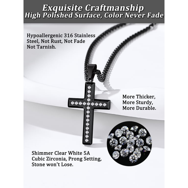 Black sparkle cross that Shadowy Sparkle Of Black Spinel Stones With 925 Pure Silver  main image 2