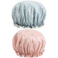 thumbnail image 1 of Shisuyan 2pcs Double-layer Printed Shower Waterproof Bath Caps Eva Bathing Hat Beauty Caps For Woman (Pink Cat + Blue Cat), 1 of 8