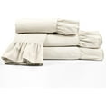 thumbnail image 4 of Ruffle Bed Sheet Set 6 Piece - 12 Inch Deep Pocket - 400 Thread Count - 100% Egyptian Cotton - Super Comfy, Extra Soft and Luxury - Ivory Solid, Olympic Queen Size., 4 of 6