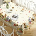 thumbnail image 3 of Oval Easter Tablecloth 60x84Inch, Spring Floral and Bunny Easter Egg Watercolor Tablecloth, Waterproof Wrinkle Resistant Tablecloth, Holiday Kitchen Dining Spring Easter Decor, 3 of 6