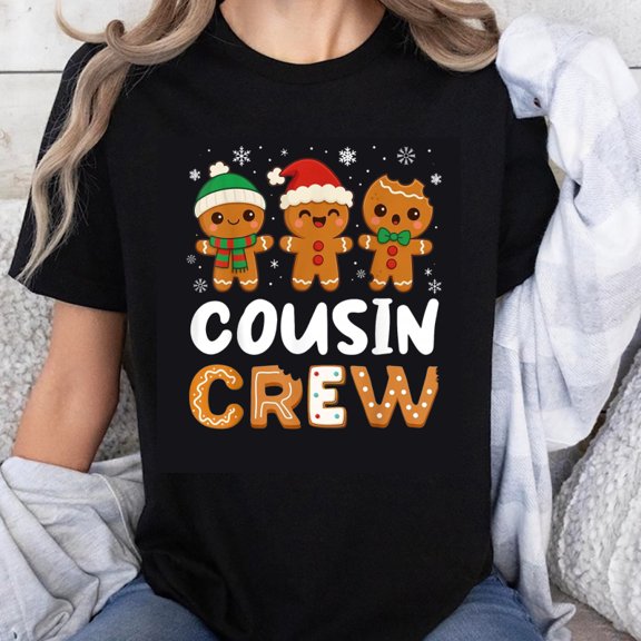 100% Cotton Gingerbread Cousins Christmas Crew Design