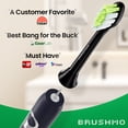 thumbnail image 3 of Brushmo Whitening Replacement Toothbrush Heads Compatible with Philips Sonicare Click-on Handles, Medium-Firm Diamond-Shaped DuPont Bristles, BM668BK, 8-Pack, Black, 3 of 7
