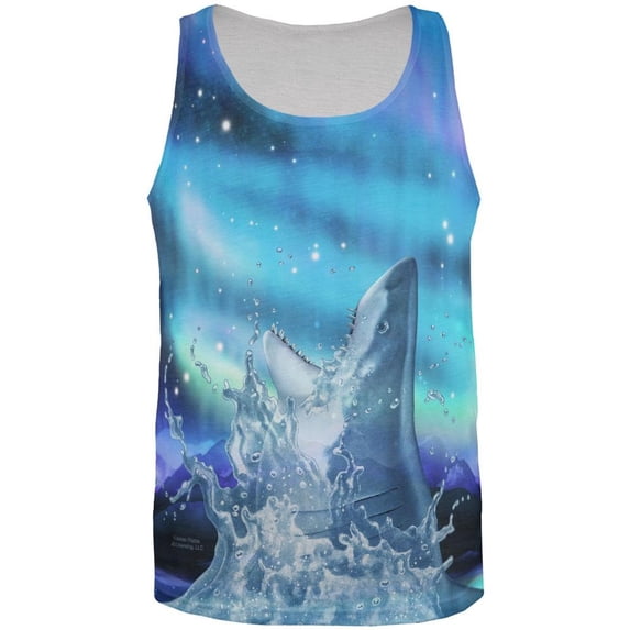 Aurora Shark All Over Adult Tank Top - X-Large