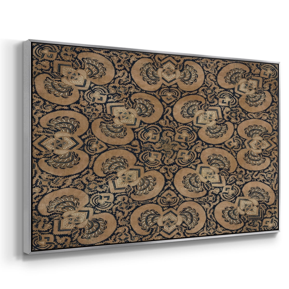 Vintage Abstract Print-III Framed in Silver Wood Gallery Wrapped Canvas 25 in. x 37 in.