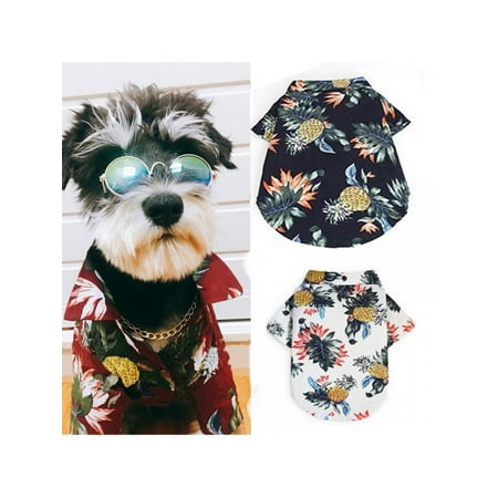 Topumt Pet Printed Shirt Dog Short Sleeves Costume Pineapple