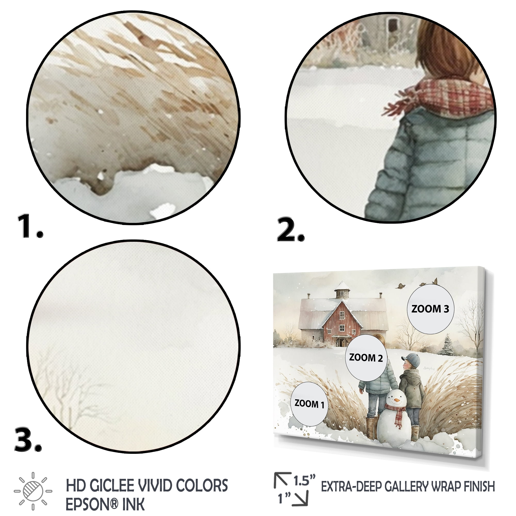Designart Kids Playing In The Snow I Canvas Wall Art