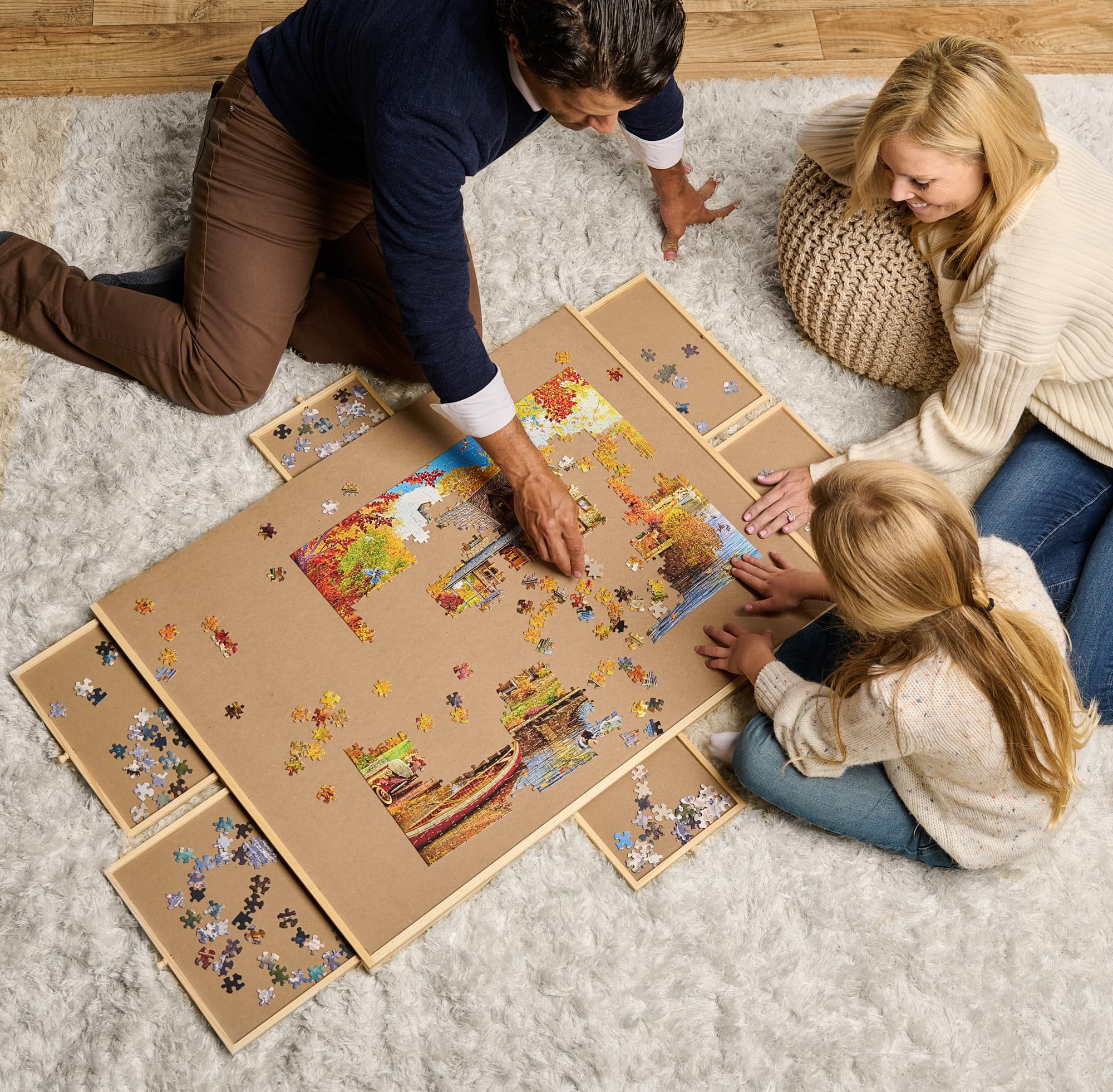 2000 Piece Rotating Wooden Jigsaw Puzzle Board - 41x29 Inch, Rotating Table With Cover,Portable Puzzle Organizer & Storage System