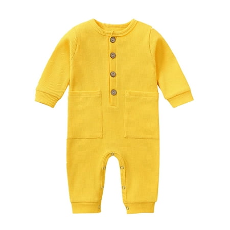 

Odeerbi Baby Bodysuit Toddler Boys Girls Clothes Autumn Spring Embroidered Love Plaid Print Romper Long Sleeve Sweatshirt Jumpsuits Yellow