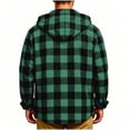 thumbnail image 5 of LEKWK Men's Hooded Flannel Shirt Jacket Plaid Button Down Shacket with Chest Pocket, Long Sleeve Casual Layering Top for Outdoor Work Camping Travel Daily Wear Green L, 5 of 5