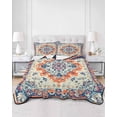 thumbnail image 3 of Boho Orange Blue Full Size Down Alternative Comforter, Lightweight Comforter Quilt Bedding Set with Pillow Shams Ethnic Vintage Boho Geometric Art All Seasons Bed Comforter Duvet Insert 78"x90", 3 of 7