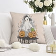 thumbnail image 2 of Ghost Pumpkin Throw Pillow Cases 20x20 Inch Set of 2 Happy Halloween Pumpkin Ghost Pillow Cases Throw Cushion Cover Cushion Cases for Living Room Decoration, 2 of 6