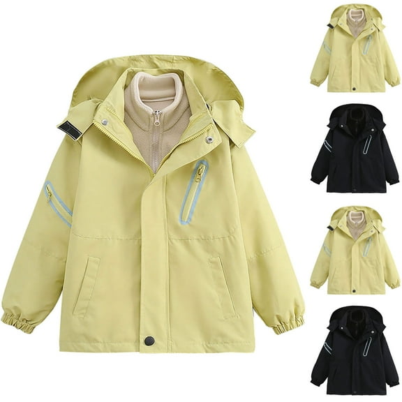 ATOGUTA Jacket for Girls Waterproof 3 in 1 Insulated Windbreaker Coat with Removable Fleece Lining Size 4T-15, Green