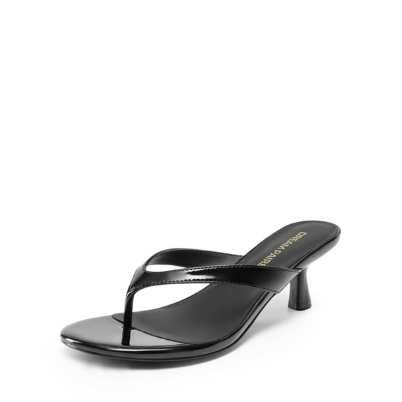 DREAM PAIRS Women’s Kitten Heel Flip Flops, Low Heel Dress Sandals with Thong Strap, Elegant Slip On Summer Shoes