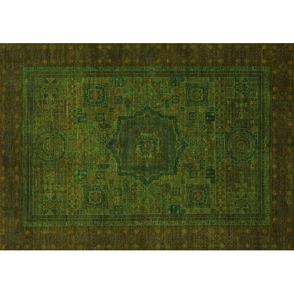 Ahgly Company Indoor Rectangle Abstract Green Modern Area Rugs, 7' x 10'