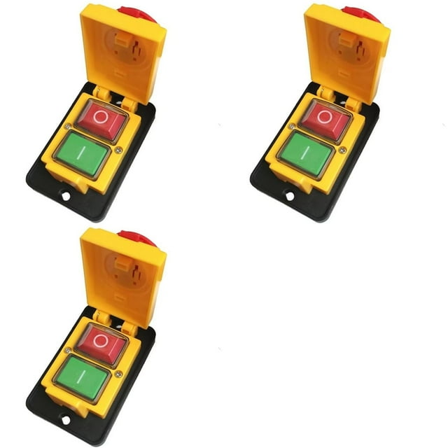 3X Interruptor Pulsador de Parada de Emergencia Electromagnético Trifásico IP55 de 7 Pines y 400 V DZ05
