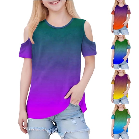 Agkizg Girls Short Sleeve T-Shirt,Girls Summer Casual Blouse,Girls Floral Print Casual Blouse Summer Short Sleeve Sweet Soft Top Vintage Inspired Patterned Tee for Kids Preteens