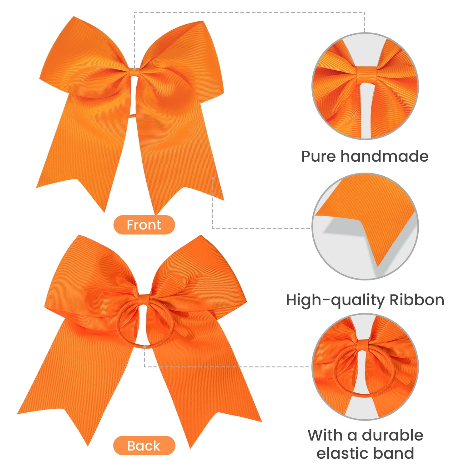 JoyBowie 48pcs Orange Satin Hair Bows Bright Orange Bows for Girls Suitable for Fall Parties DIY Crafts Daily Hairstyling