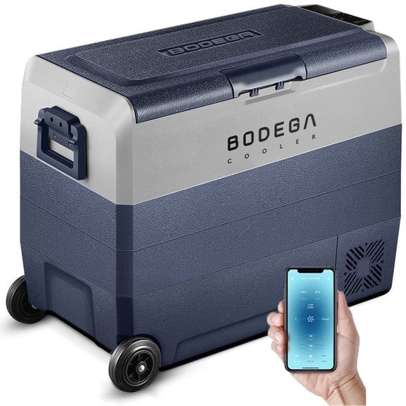 Bodega 64 Quart Car Refrigerator Portable Freezer 12 Volt APP Control Blue for Camping Outdoor