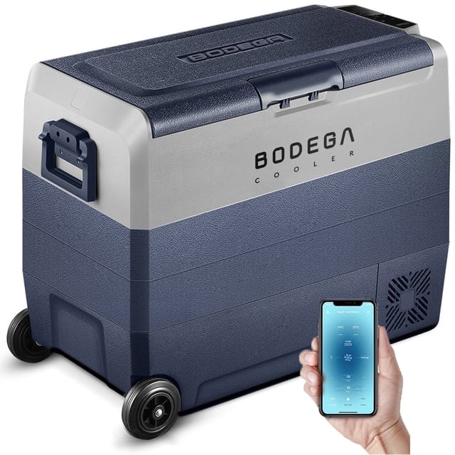 Bodega 12 Volt Car Refrigerator 64 Quart Portable Freezer APP Control for Camping Outdoor APP Control, Blue