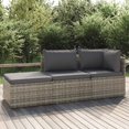 thumbnail image 1 of vidaXL 3 Piece Garden Lounge Set with Cushions Grey Poly Rattan, 1 of 5