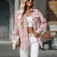 thumbnail image 2 of vigerkar Women's Oversized Casual Shirts Long Sleeve Button Down Plaid Shirt Business Office Work Blouse Top (Pink, XL), 2 of 7
