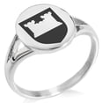thumbnail image 1 of Stainless Steel Castle Protection Coat of Arms Shield Minimalist Oval Top Polished Statement Signet Ring, 1 of 1