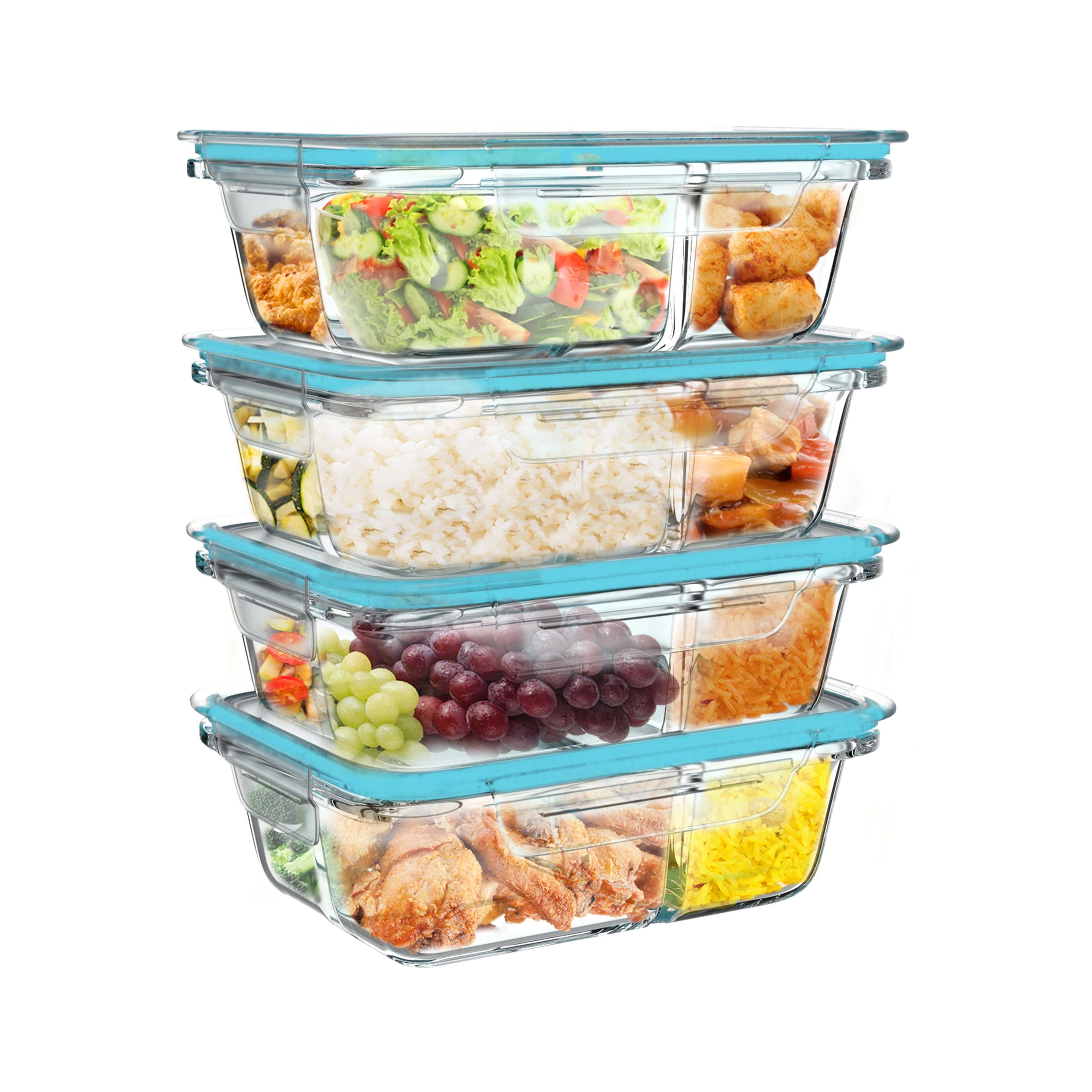 Classic Cuisine Set of 5 Divided Glass Food Storage Containers, Snapping  Lids, 24 Oz food storage containers - AliExpress
