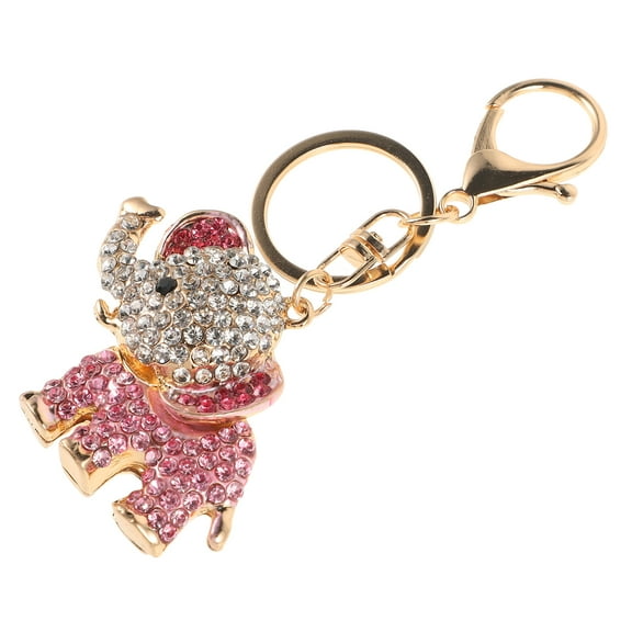 Pink Rhinestone Elephant Keychain Cute Animal Bag Charm for Backpack Purse Handbag Decoration