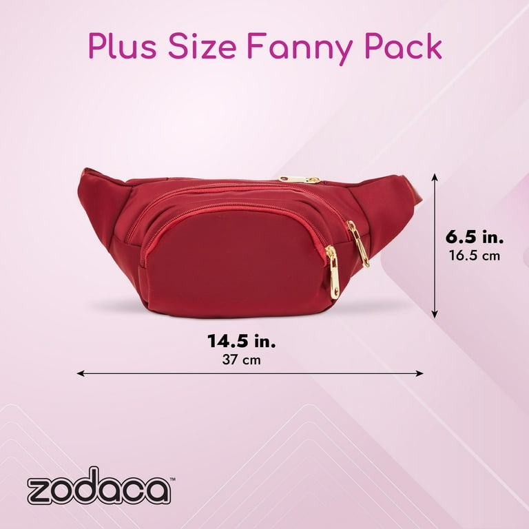 Zodaca Adjustable Waist Fanny Pack Unisex Nylon Burgundy