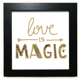 thumbnail image 1 of El amor es magia oro quote Style Mesa de pared con marco cuadrado negro, 1 of 4