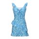 thumbnail image 5 of Vestidos informales con escote en V sin mangas con dobladillo con volantes y estampado floral en las caderas para mujer Fridja hj5349, 5 of 9