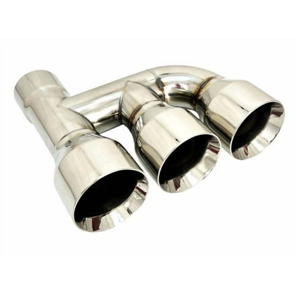 Exhaust Tip Offset 2.50 inlet 3.50 Triple 9.00 Long WDWSTP35009-250 HP-SS  304 Polished Stainless Steel Wesdon Exhaust Tip