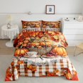 thumbnail image 1 of Erosebridal Maple Leaf Bedding Queen Comforter Set, Autumn Pumpkin Down Comforter, Brown Buffalo Decor, Reversible 3 Pieces, 1 of 7