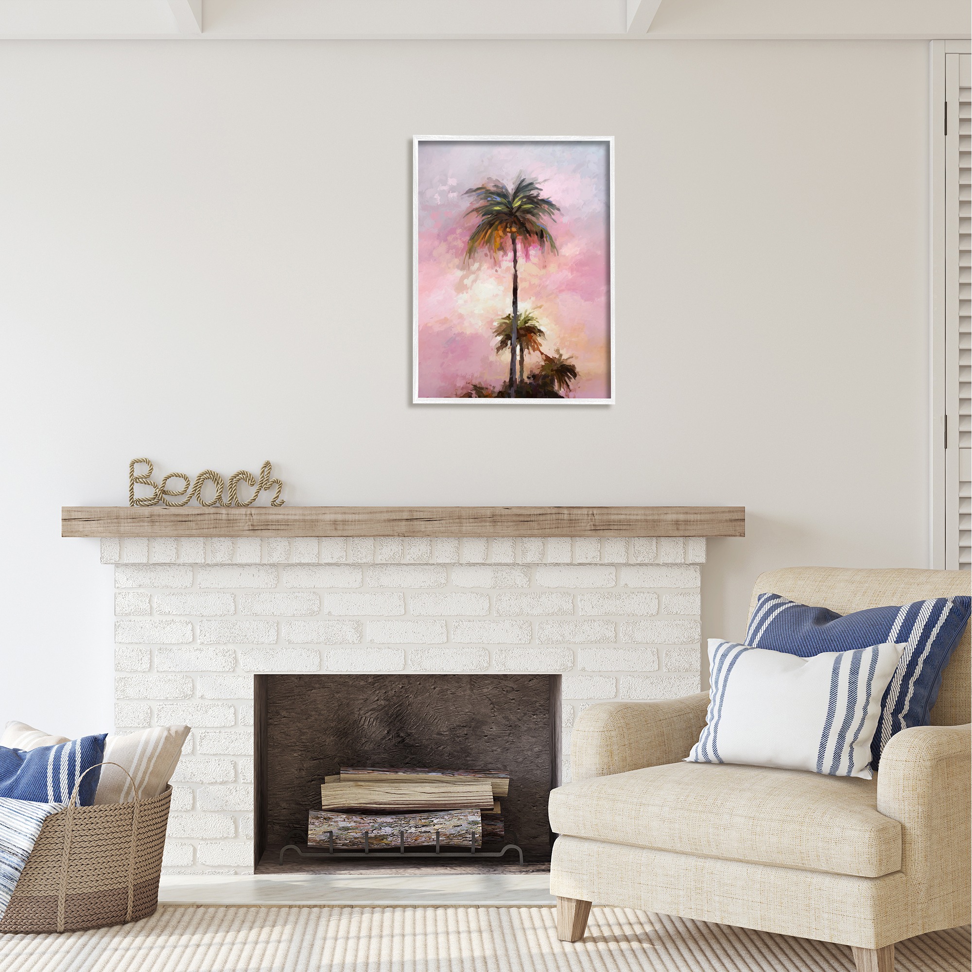 Stupell Industries Summer Sunset Palms Botanical & Floral Painting White Framed Art Print Wall Art, 24 x 30