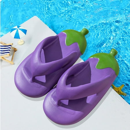 

Eggplant Shape Beach Flip Flops EVA Slippers Slides Sandals Water Resistance Soft Thick Sole Anti Slip for Showering Leisure Sports 40 41