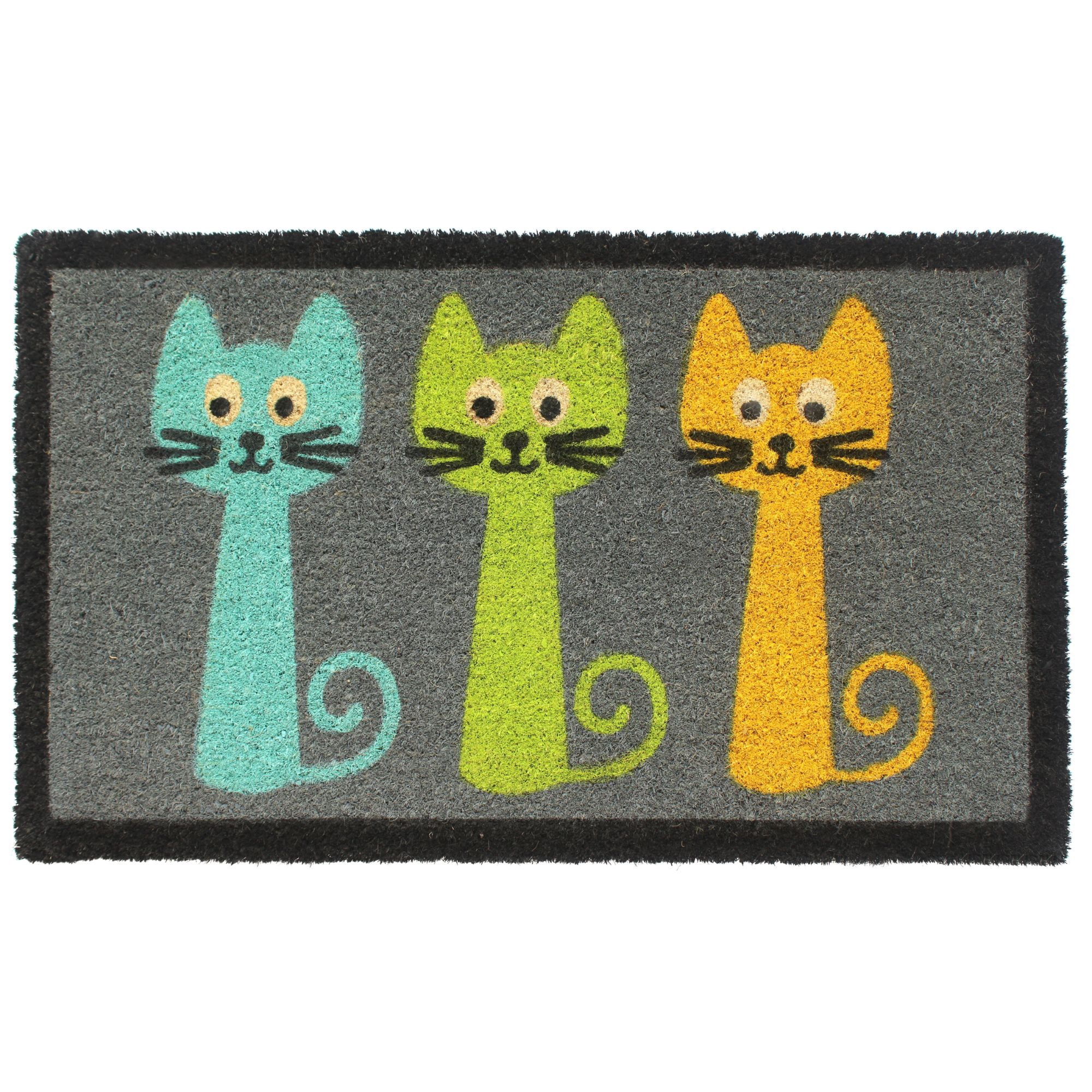 RugSmith Machine Tufted Three Cats Indoor and Outdoor Coir Doormat, 18' x 30'